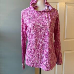 Ibkul UPF 50+ Long Sleeve Hoodie Top Pink Stretch Golf Shirt Medium